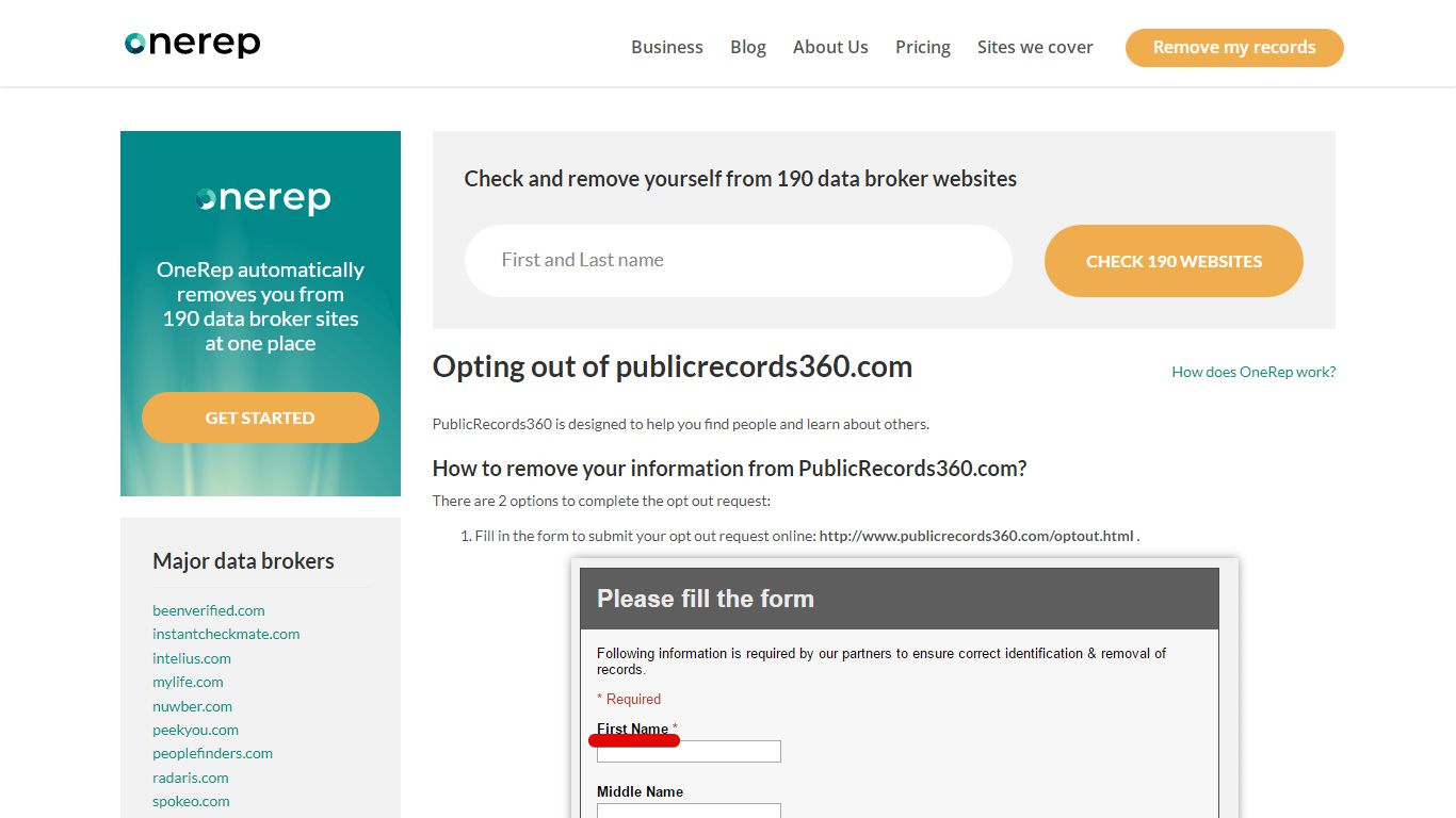 How To Remove Personal Information From publicrecords360.com - OneRep